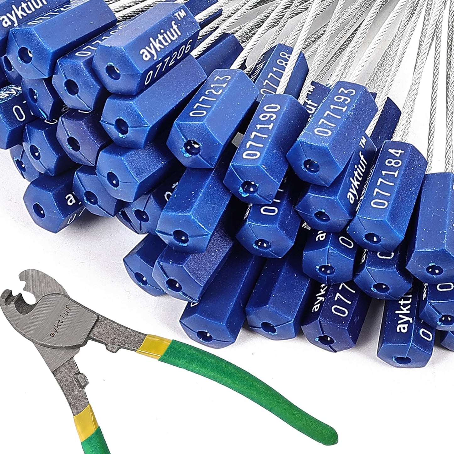 120 Pieces Security Cable Seals, Metal Number Security Tags for Truck, Trailers, Cargo, Containers, Vans, Oil Tank, Milk Vehicle (Blue, 120 Pack)