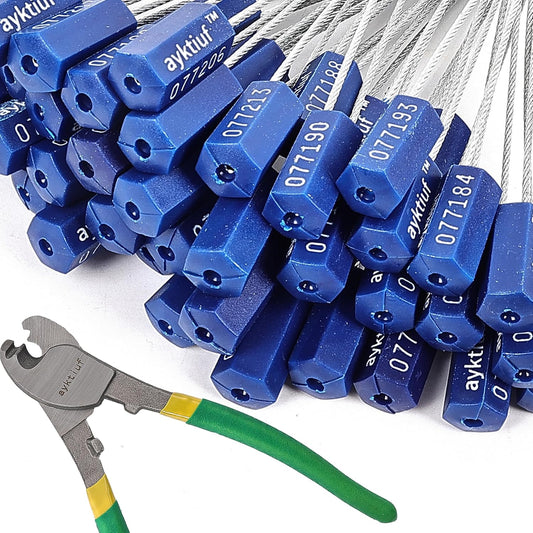 120 Pieces Security Cable Seals, Metal Number Security Tags for Truck, Trailers, Cargo, Containers, Vans, Oil Tank, Milk Vehicle (Blue, 120 Pack)