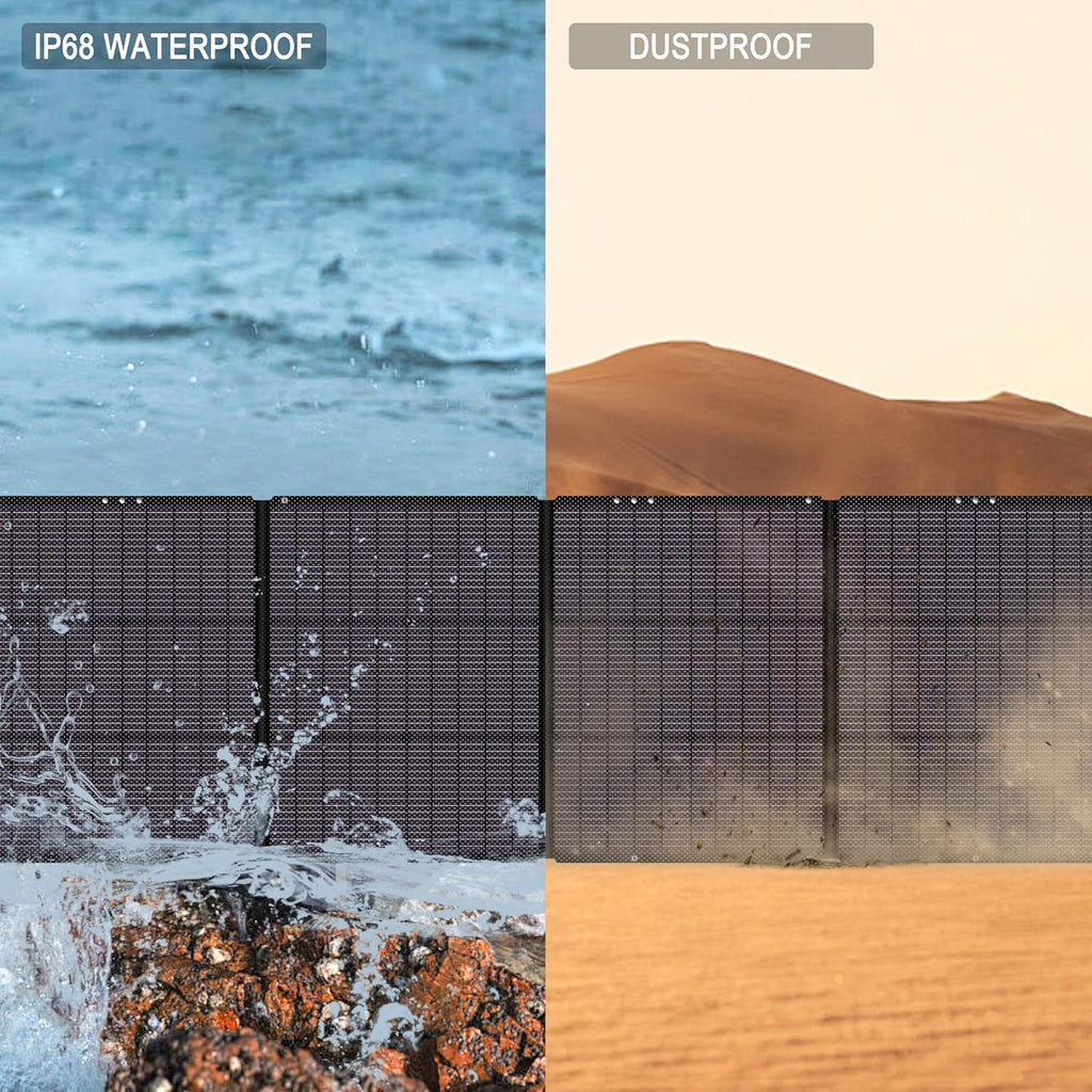 N-Type 16BB 200W Portable Solar Panels for Power Station,IP68 Waterproof ETFE Foldable Solar Panel Kit 25% High Conversion Efficiency Solar Panel for Camping Outdoor RV Blackout