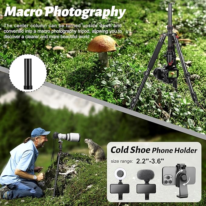 JOILCAN Tripod for Camera, 81" Aluminum Camera Tripod Monopod for DSLR, Heavy Duty Travel Tripods for Spotting Scope Binoculars Laser Level, Payload 35Lb