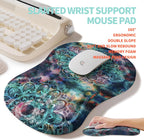 2-in-1 Ergonomic Set, Wave Rise Keyboard Wrist Rest and Massage Bulge Slope Mouse Pad Wrist Support, Cushion Memory Foam Integrated to Relieve Wrist Pain, Galaxy Mandala