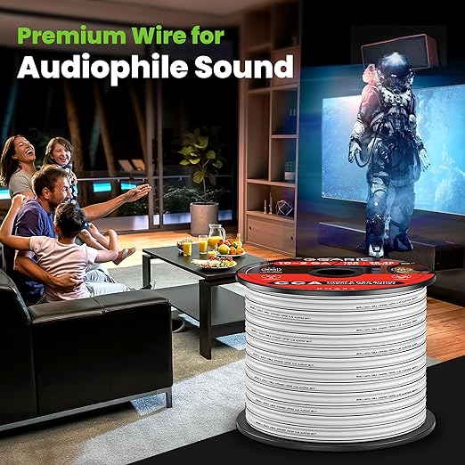14AWG Speaker Wire, GearIT Pro Series 14 AWG Gauge Speaker Wire Cable (500 Feet / 152.4 Meters) Great Use for Home Theater Speakers and Car Speakers White