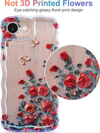 Jusy Compatible with iPhone 16e, Colorful Retro Oil Painting Printed Flower Laser Glossy Pattern Cute Curly Wave Phone Case Soft TPU Cover for Girly Women - Beige