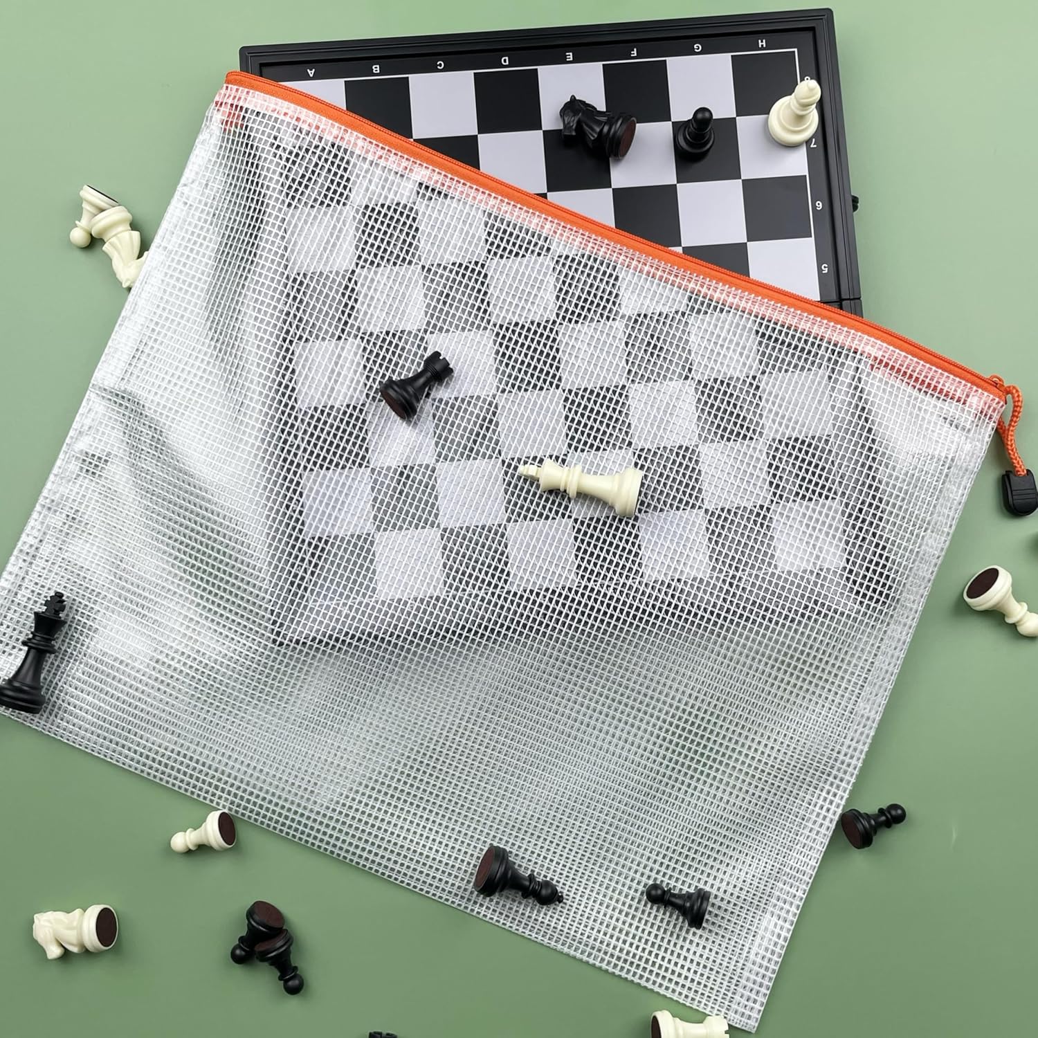 Oaimyy-16Pcs,4" x 6"-Plastic Mesh Zipper Pouch Document Folders Bag Zipper Zip File Folders for Puzzles Games,Board Game Organization,Organizing Classroom Office Storage-Multicolor