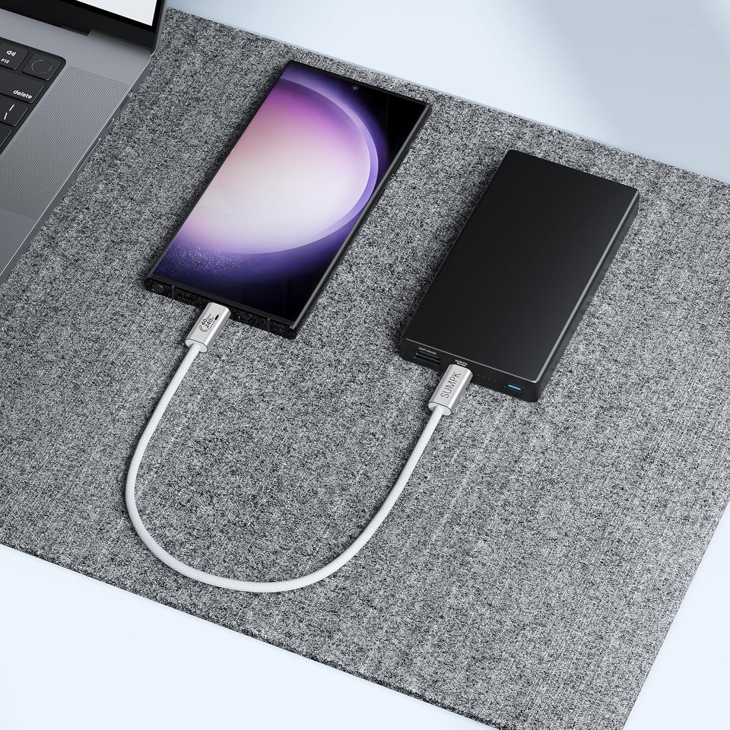 1 FT Short USB4 Cable 2 Packs, 240W USB C to USB C 40gbps Fast Charging, 8K Video Monitor Cord Compatible for Thunderbolt 4, Thunderbolt 3 and USB4 Devices