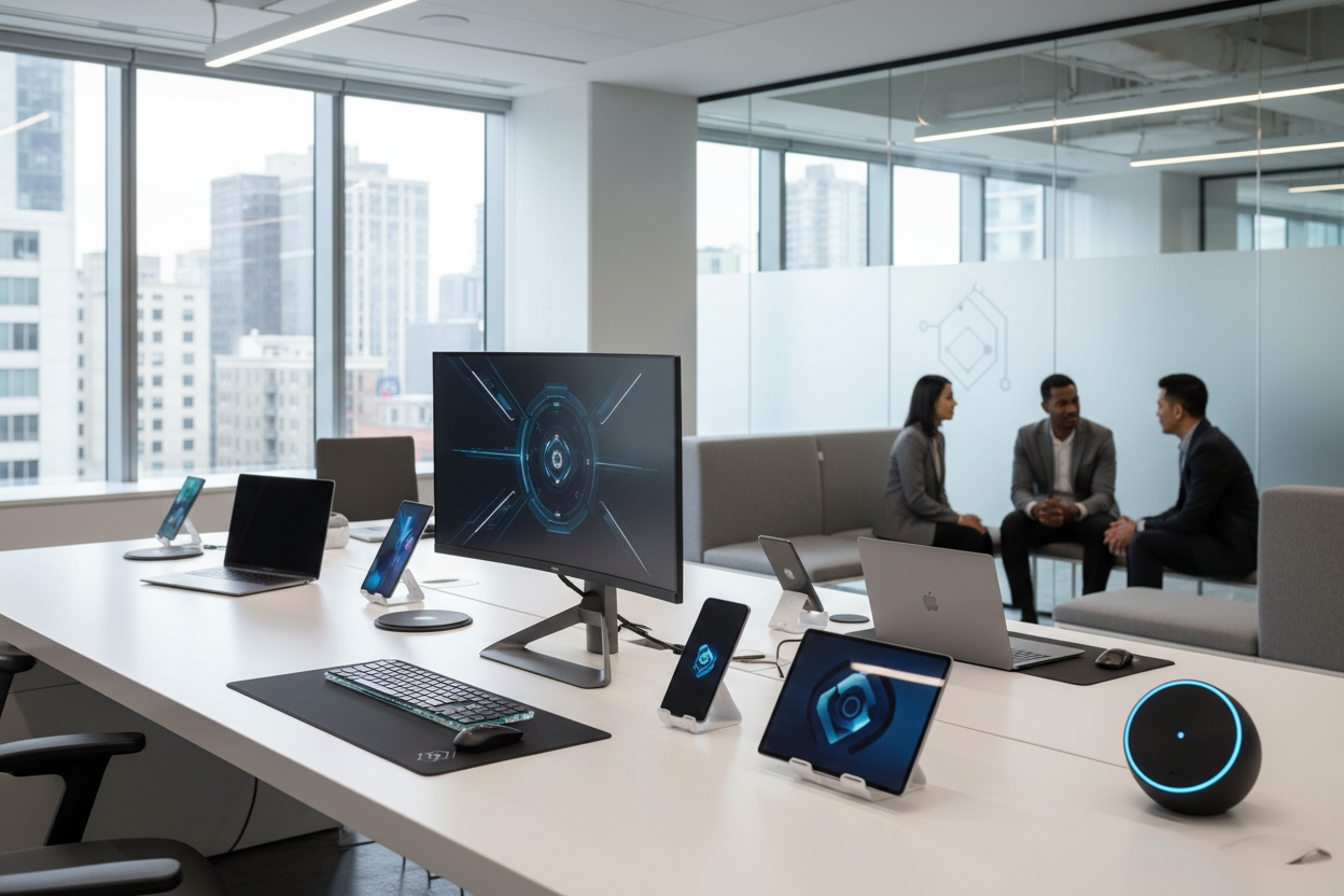 ABOUT USTechWave is a modern brand dedicated to delivering innovative, reliable, and high-quality electronic devices designed for today’s connected world.  (make it real photo)