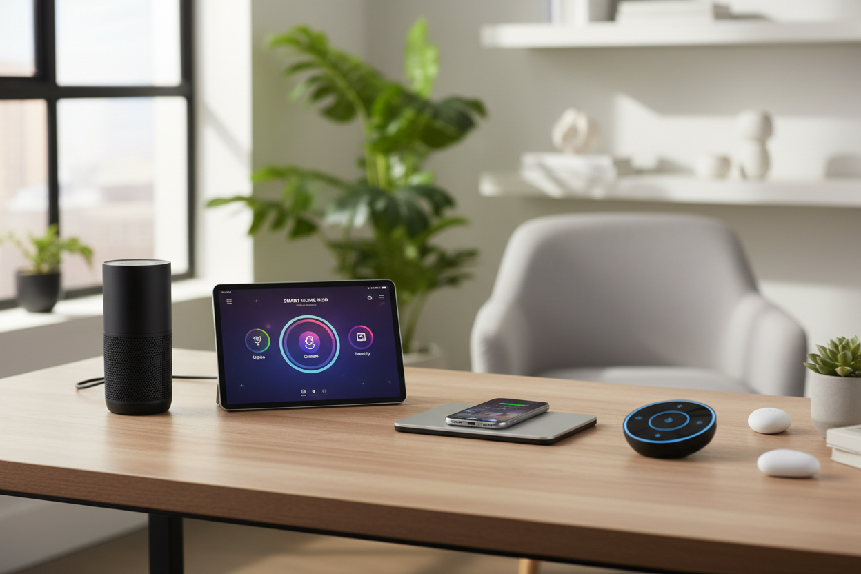 Electronic Devices

Our smart devices are designed to bring convenience and control to your home and work environment.

Smart home devices and controllers

Connected gadgets and automation tools

User-friendly interfaces with modern connectivity
Ideal for: Homes, offices, and smart environments. (make it real photo)